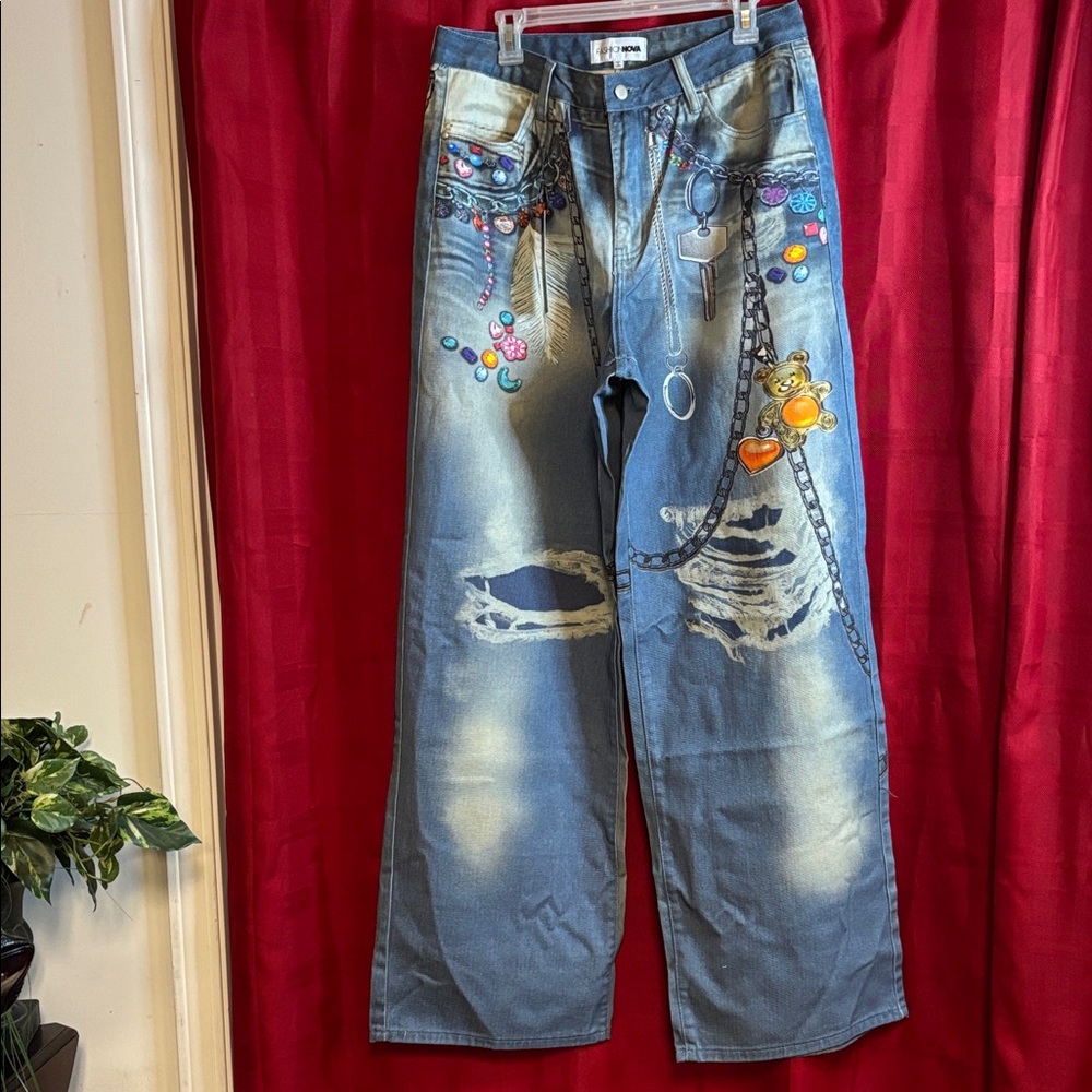 Embellished Blue Jeans